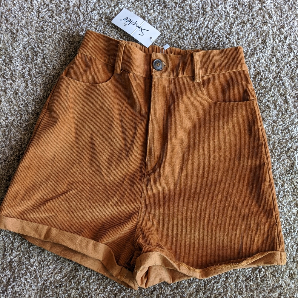 high waist corduroy shorts NWT